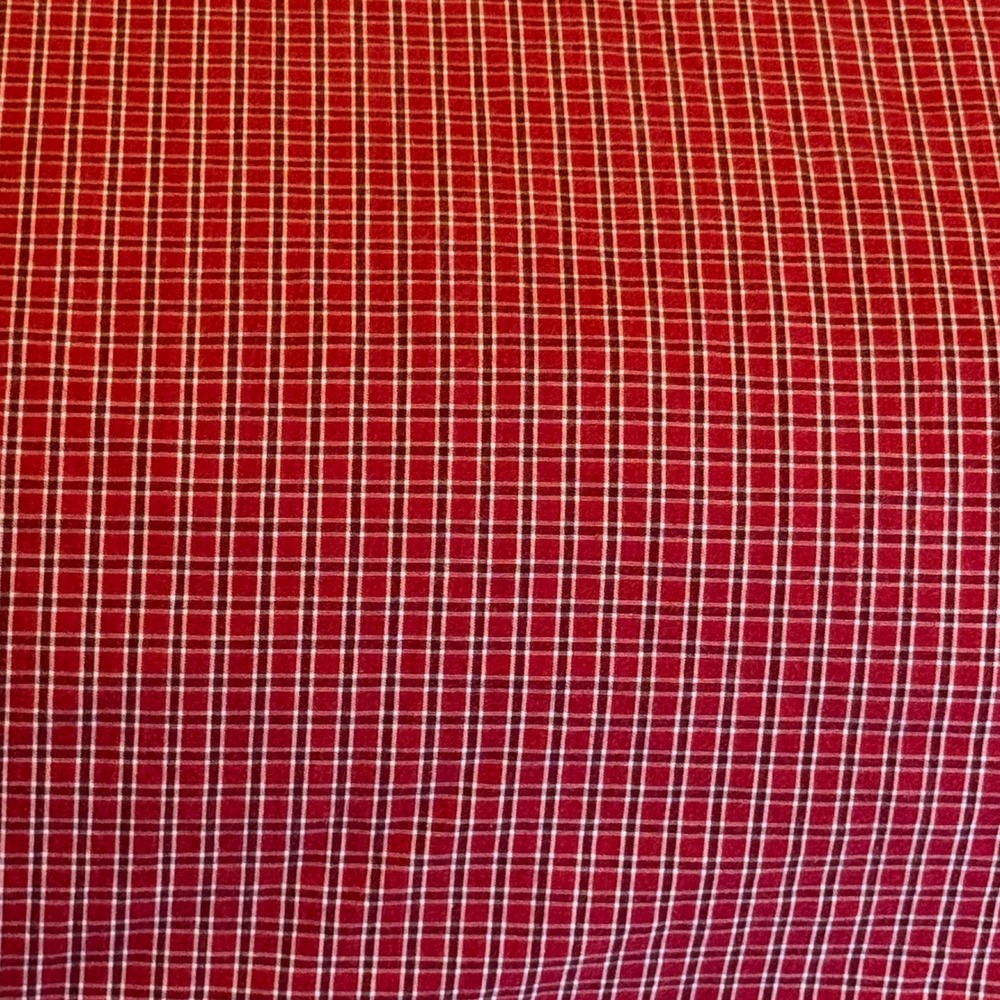 Nautica Queen Size Tattersal‎ Red White Plaid 100% Cotton Bed Skirt 15" Drop